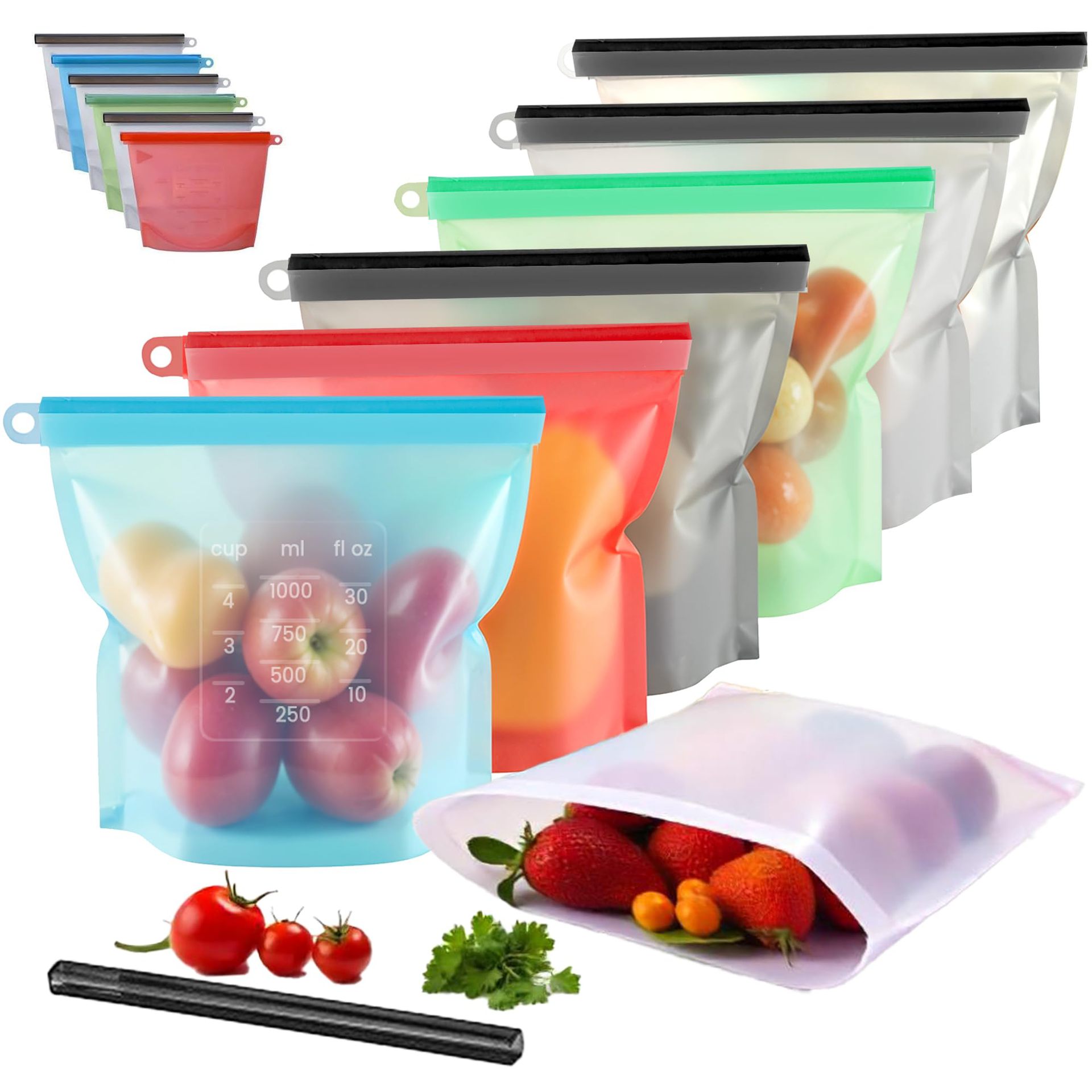 Food Storage Reusable Bags - 5 шт. силиконовые контейнеры для хранения