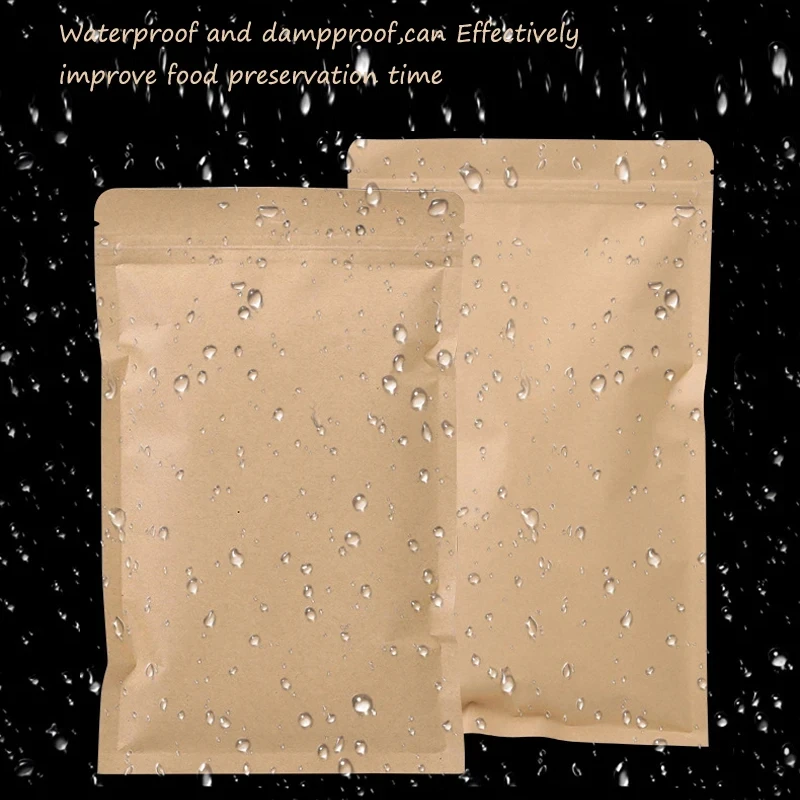 Food Storage Reusable Bags - 100 шт. коричневых крафт-пакетов с застежкой-молнией,