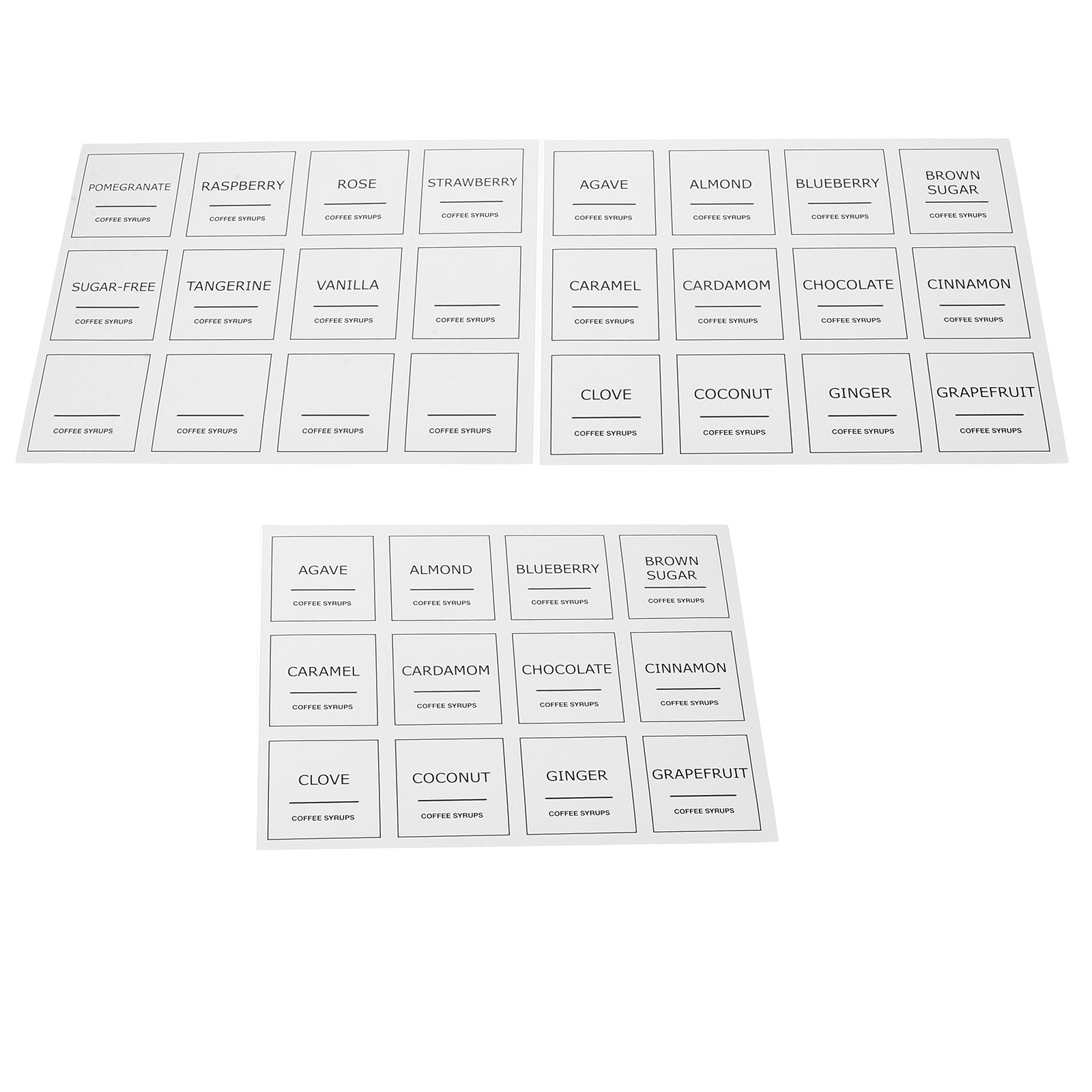Food Storage Jar Labels - 3 листа водонепроницаемых ПВХ-наклеек для кофейного