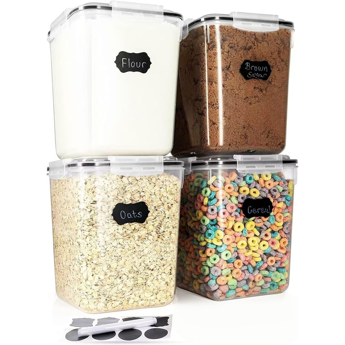 Food Storage Jar Labels - Набор из 4 больших контейнеров для